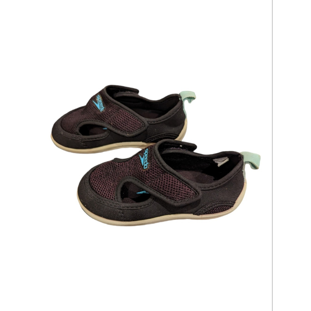 Speedo Swim Shoes Boys Med 7/8 Hybrid Black/Blue Water Shoes - Picture 2 of 9